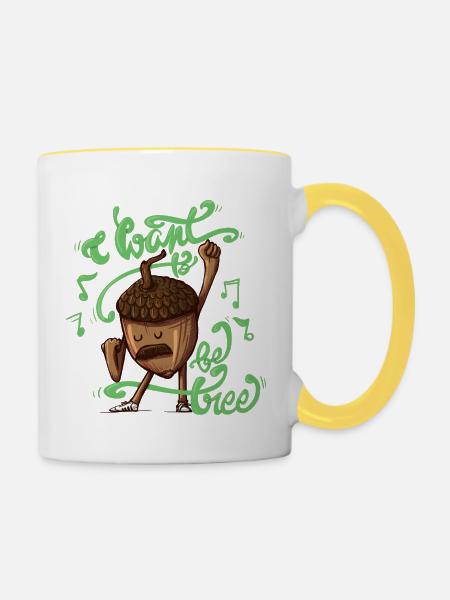 Baum sein - Tasse zweifarbig - Weiß/Gelb