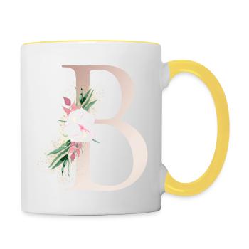Customizable Monogram B Floral - Contrasting Mug - white/yellow - Right