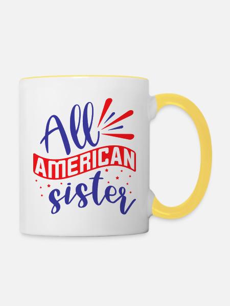 Alle amerikanischen Schwestern - Tasse zweifarbig - Weiß/Gelb