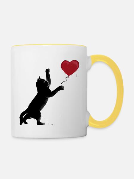 Straßenkatze - Tasse zweifarbig - Weiß/Gelb