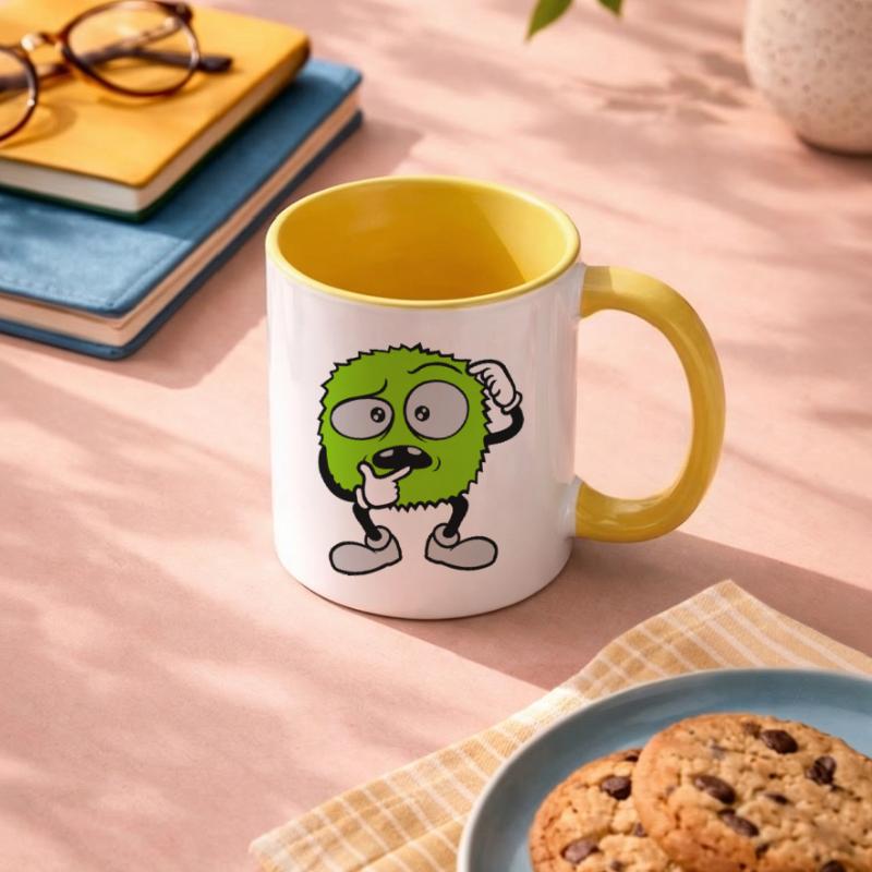 Comic skeptical face monster Contrasting Mug