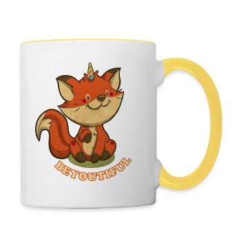 beYOUtiful Fox Einhorn - Tasse zweifarbig - Weiß/Gelb - Rechts