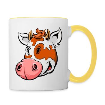 Cartoon Cow - Contrasting Mug - white/yellow - Right