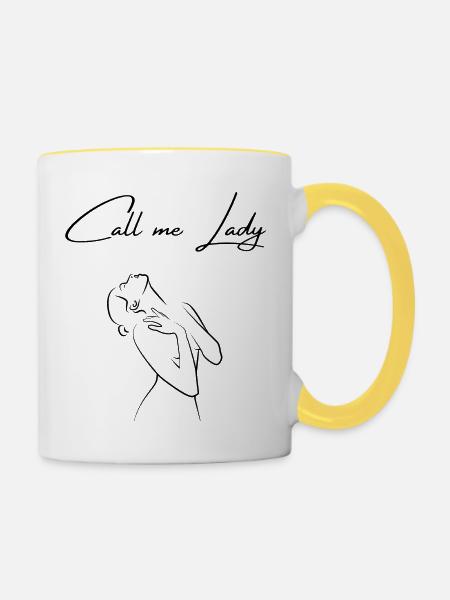 Nennen Sie mich Lady - Tasse zweifarbig - Weiß/Gelb