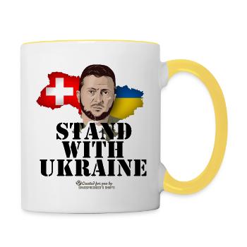 Ukraine Suisse Supporters Design - Mug contrasté - blanc/jaune - Droite