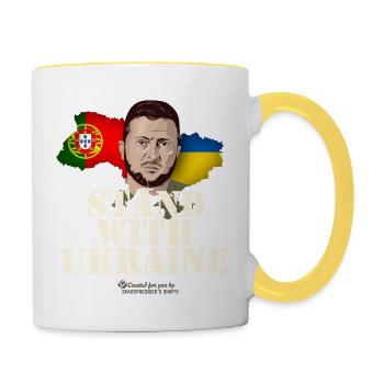 Portugal Stand with Ukraine - Tasse zweifarbig - Weiß/Gelb - Rechts