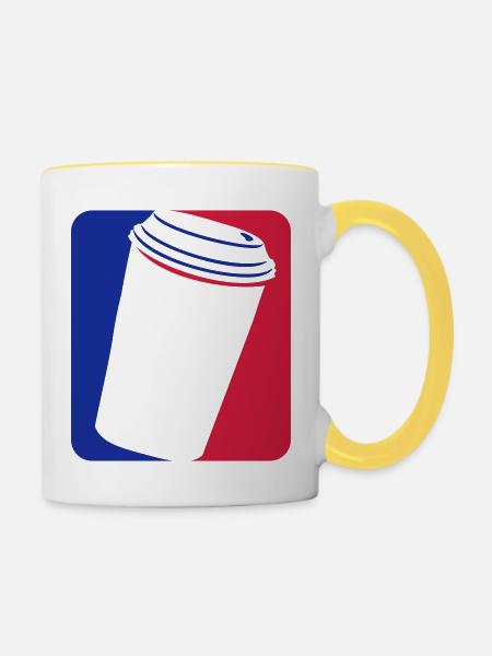 Blau Rot Kaffee Becher - Tasse zweifarbig - Weiß/Gelb