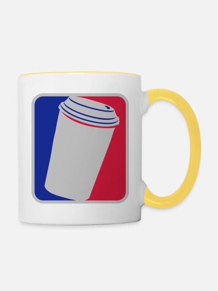 Rot Blau Kaffee Becher - Tasse zweifarbig - Weiß/Gelb