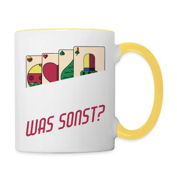 Natürlich spiele ich Schafkopf - Tasse zweifarbig - Weiß/Gelb - Rechts