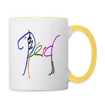 Pferd - Tasse zweifarbig - Weiß/Gelb - Rechts