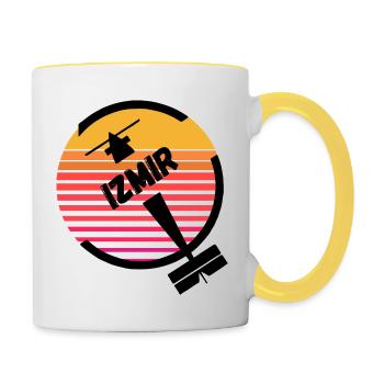 Izmir Ankara Turkey Airport Sun Plane Retro - Contrasting Mug - white/yellow - Right
