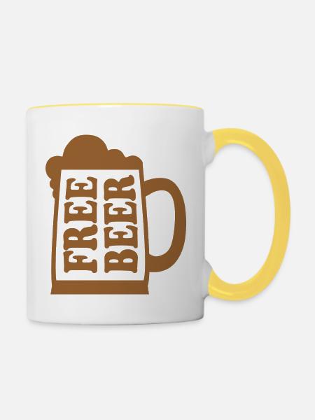 Freibier - Tasse zweifarbig - Weiß/Gelb