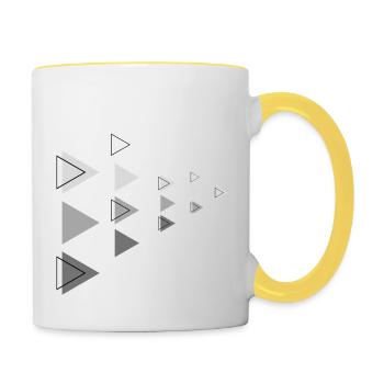 Triangles Gris Horizontal Flèche Décoration - Mug contrasté - blanc/jaune - Droite