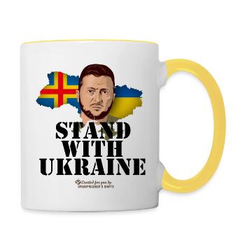 Aland Stand with Ukraine - Tasse zweifarbig - Weiß/Gelb - Rechts