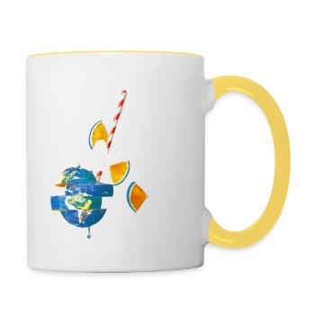 Null Abfall, es gibt keinen Planeten B, Erde, Klima C - Tasse zweifarbig - Weiß/Gelb - Rechts