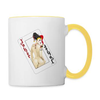 Joker (Deck) - Casino Serie - Tasse zweifarbig - Weiß/Gelb - Rechts