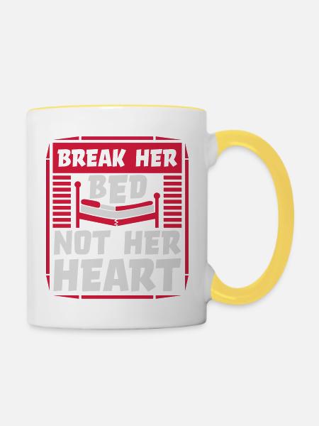 break her bed Zitat - Tasse zweifarbig - Weiß/Gelb