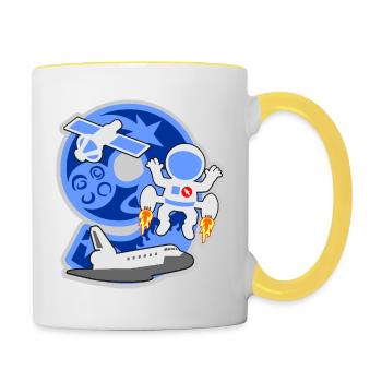 Astronaut 9. Geburtstagsparty Nummer 9 - 9 Jahre - Tasse zweifarbig - Weiß/Gelb - Rechts