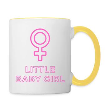 Annonce de bébé - Filles - Grossesse - Mug contrasté - blanc/jaune - Droite