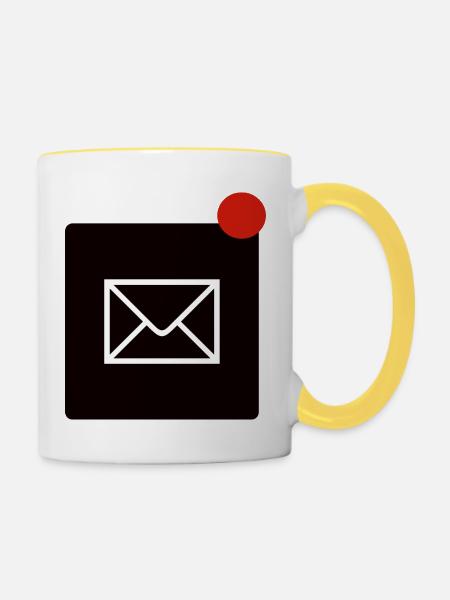 Mail erhalten - Tasse zweifarbig - Weiß/Gelb