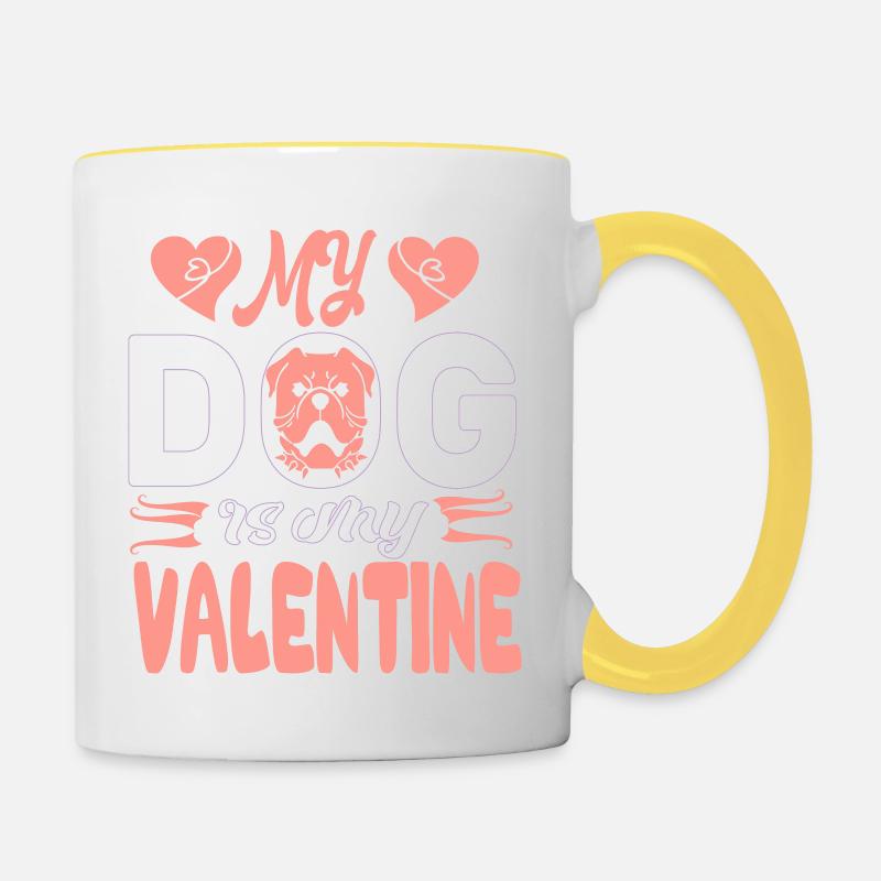 Mon chien est mon Valentin - Mug contrasté - blanc/jaune