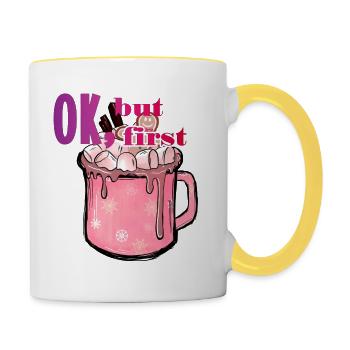 First hot chocolate cocoa xmas drink Schokolade - Contrasting Mug - white/yellow - Right