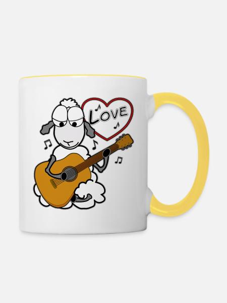 Akustische Gitarre spielen - Tasse zweifarbig - Weiß/Gelb