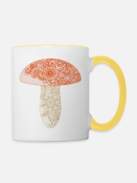 Pilz - Tasse zweifarbig - Weiß/Gelb