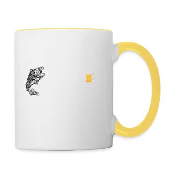 Angeln und Bier darum bin ich hier - Tasse zweifarbig - Weiß/Gelb - Rechts
