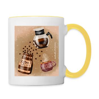 Amour du café - Mug contrasté - blanc/jaune - Droite