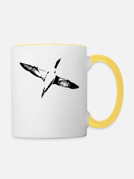 Flying Gavia Arctica - Mug contrasté - blanc/jaune