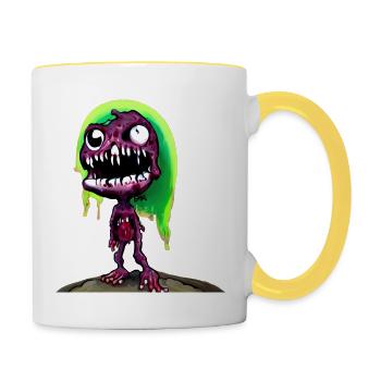 A Cute Cartoon Zombie #5 - Tasse zweifarbig - Weiß/Gelb - Rechts