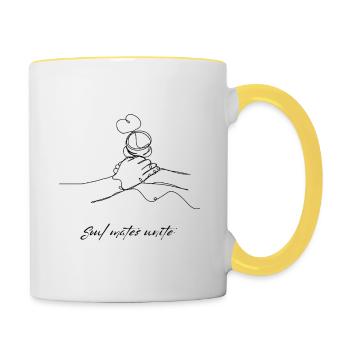 Soul mates unite - Tasse zweifarbig - Weiß/Gelb - Rechts