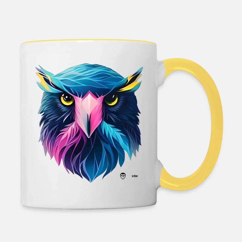 In Schildform - Tasse zweifarbig - Weiß/Gelb