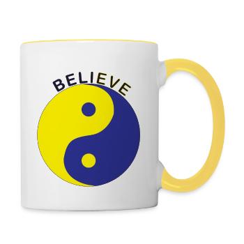 Glauben - Tasse zweifarbig - Weiß/Gelb - Rechts