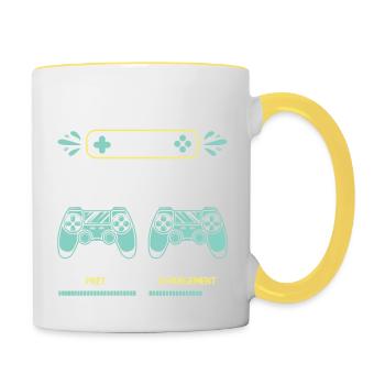 Veux-tu être Mon Parrain Gamer Demande Parrain - Mug contrasté - blanc/jaune - Droite