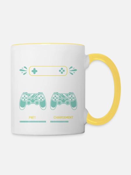 Veux-tu être Mon Parrain Gamer Demande Parrain - Mug contrasté - blanc/jaune