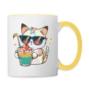 The Casual Cat - Contrasting Mug - white/yellow - Right