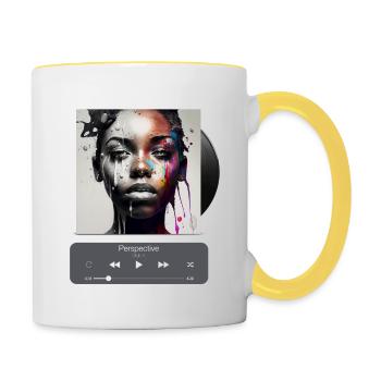 Perspective, Album cover, Art of music, AI shirts - Contrasting Mug - white/yellow - Right