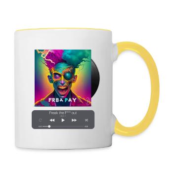 Freak, Album cover, Art of music, AI shirts - Tasse zweifarbig - Weiß/Gelb - Rechts