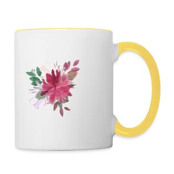 Buchstabe f blumig - Tasse zweifarbig - Weiß/Gelb - Rechts