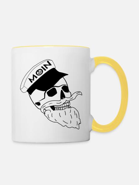 Totenkopf Moin - Tasse zweifarbig - Weiß/Gelb