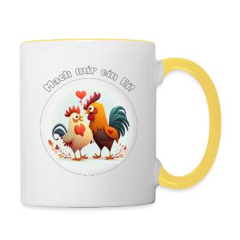 Mach mir ein Ei - Tasse zweifarbig - Weiß/Gelb - Rechts