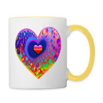 Avec cœur - Mug contrasté - blanc/jaune - Droite