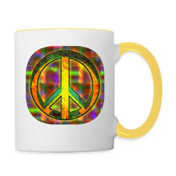 Peace [Zeichen] - Tasse zweifarbig - Weiß/Gelb - Rechts