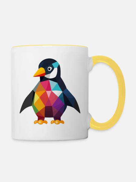 Pinguin Baby bunt - Tasse zweifarbig - Weiß/Gelb