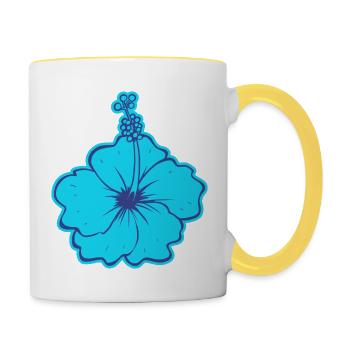 Die Hibiskusblüte - Tasse zweifarbig - Weiß/Gelb - Rechts