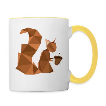 Écureuil triangulaire - Mug contrasté - blanc/jaune - Droite