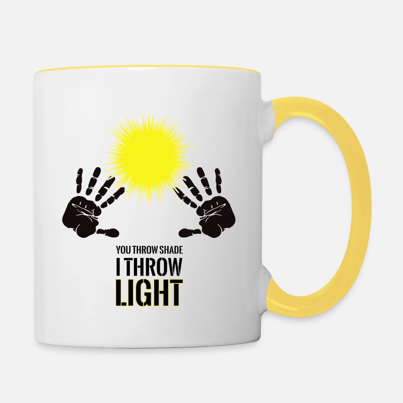 JE JETTE LA LUMIÈRE - Sonne - Mug contrasté - blanc/jaune