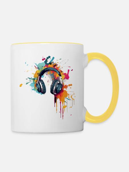 Farbenfrohe Klänge - Tasse zweifarbig - Weiß/Gelb